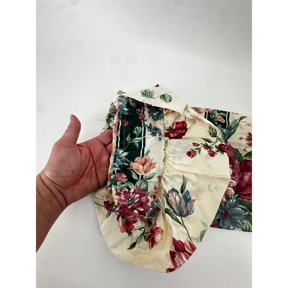 Croscill Floral Neck Roll Pillowcase Ruffled Bolster Cover Vintage Cottagecore